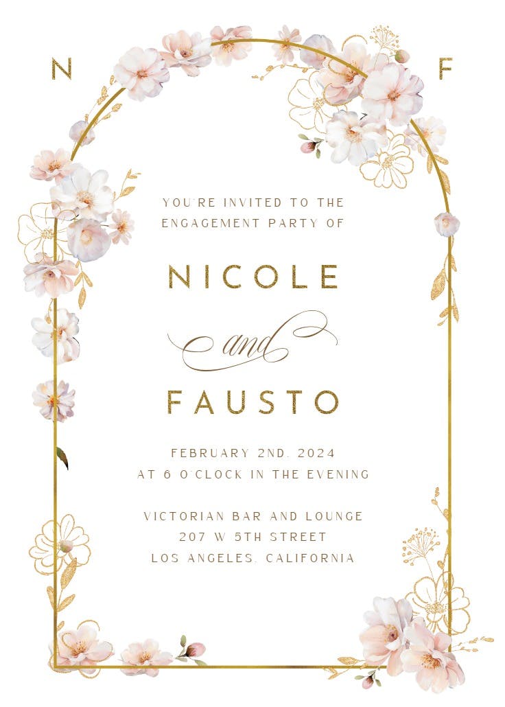 Surrounded by blooms - engagement party invitation